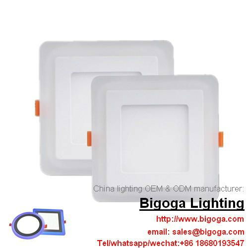 Recessed mounted two colors square panel lights led