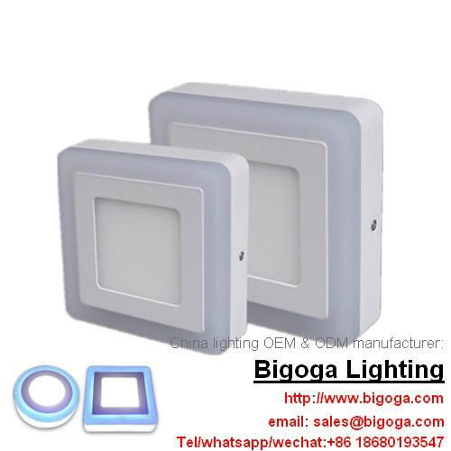 Surface mounted two colors round panel lights led 2