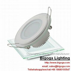 Recessed mounted COB round & square glass panel lights led