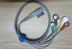 5 Leads IEC AHA Snap Holter Diagnostic ECG Cable Patient Cable  For Philips