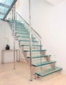 Stainless steel double straight stringer glass staircase