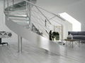 Stainless steel curved glass staircase