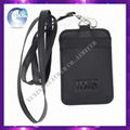 customized leather card holder with lanyard