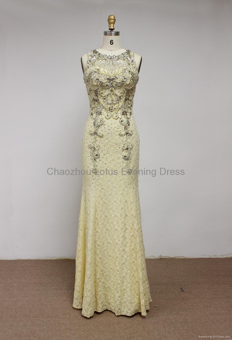 K2004    Sleeveless Lace Chiffon Beaded Evening Dress 1