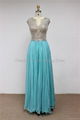 K2013 Luxury Beaded Bateau Neckline Cap Sleeves Chiffon Tulle Evening Dress