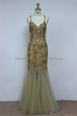 K2020 Sexy Elegant Halterneck Backless Great Beaded Chiffon A-line Evening Dress