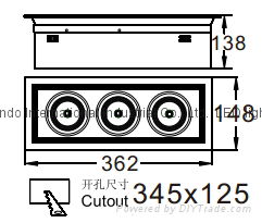 3*18w嵌入式斗胆灯 HPL CITIZEN COB 3头LED豆胆灯 2