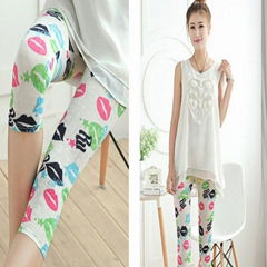 WL-127 Korean Printing Elastic Mesh Leggings 