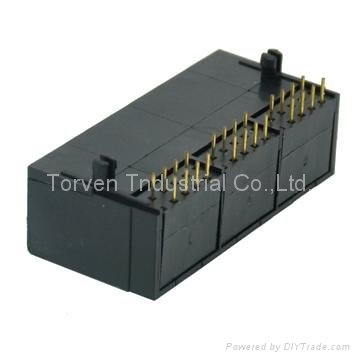 RJ45 connector SIDE ENTRY MODULAR JACK 1X3, UNSHIELDED AVAILABLE IN 1X1~1X8POLE