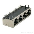 RJ45 connector SIDE ENTRY MODULAR JACK 1X4 SHIELDED AVAILABLE IN 1X1~1X8POLE  2