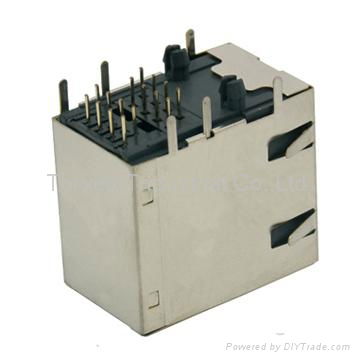 RJ45 connector SIDE ENTRY MODULAR JACK 2X1 SHIELDED AVAILABLE IN 2X1~2X8POLE 