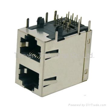 RJ45 connector SIDE ENTRY MODULAR JACK 2X1 SHIELDED AVAILABLE IN 2X1~2X8POLE  2