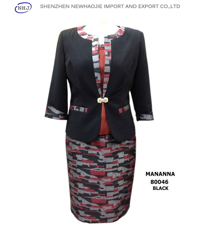 MANANNA New Three-Piece Ladies Skirt Suit red/black