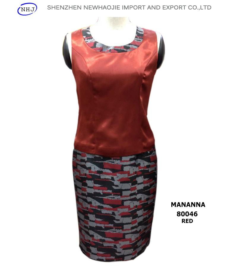 MANANNA New Three-Piece Ladies Skirt Suit red/black 3