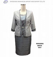 MANANNA 80029 Apricot Gray 2 pcs dress suit for wedding