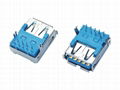 usb conector type a female dip blue housing