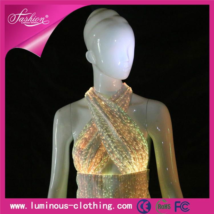 2015 FASHION ladies tops fiber optical show clothes with led ceiling light 