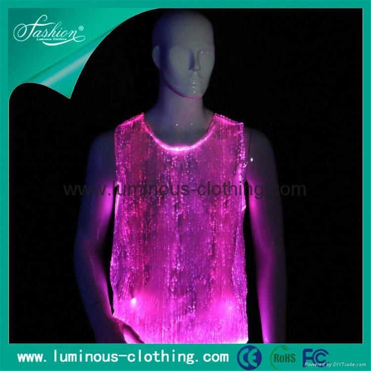 2014 latest fiber optic clothing rgb colorful lighting t shirt great effect