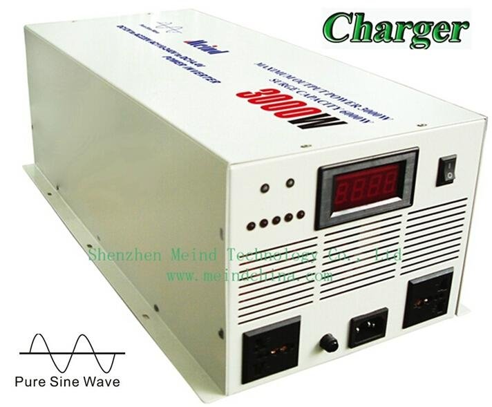 Pure Sine Wave Built-in Charger Digital Display DC to AC 3000W Power Inverter