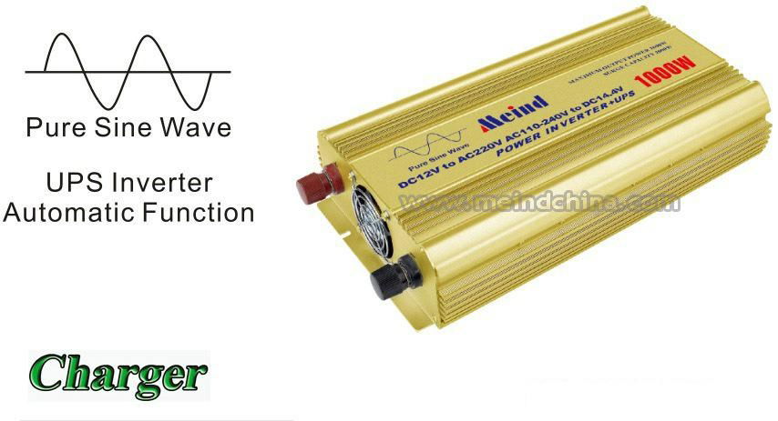 Pure Sine Wave Built-In Charger UPS DC to AC Continuous 1000W Power Inverter