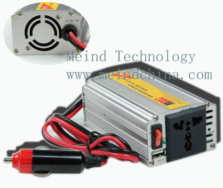 200W Modified Sine Wave DC to AC Car Power Inverter with USB Universal Socket 2