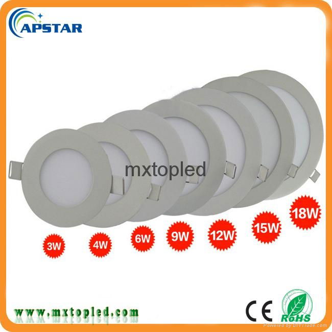 Shenzhen factory Indoor ultra thin flat round 15w led panel light 