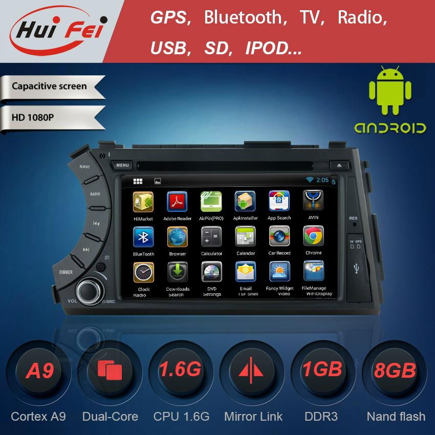 Pure android car in dash dvd stereo player with GPS for SsangYong Kyron Actyon 2