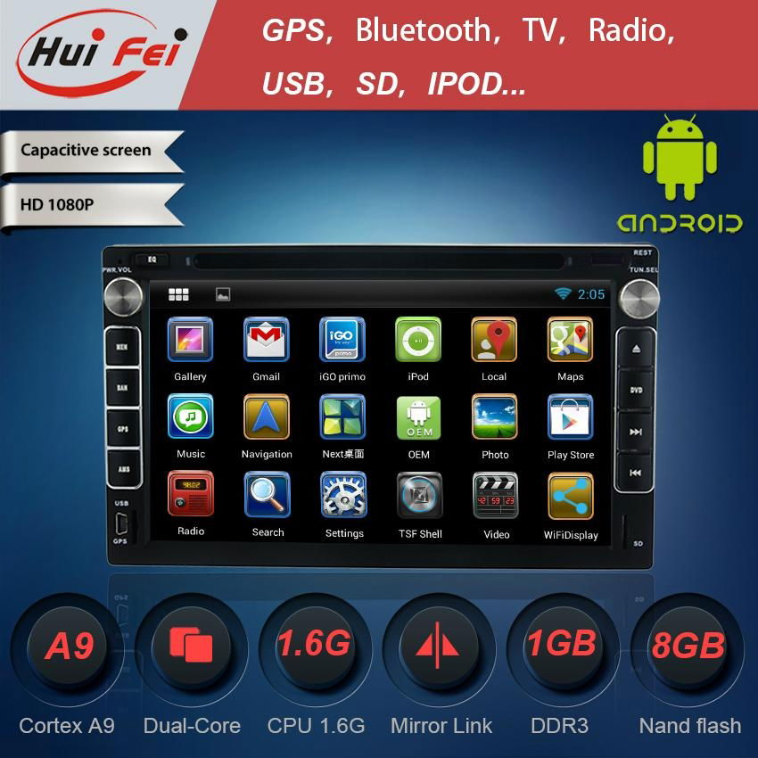 Android car in dash dvd stereo player with Capacitive Screen GPS Bluetooth