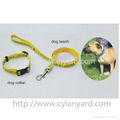 Flat polyester lanyard dog collar and leash set 3