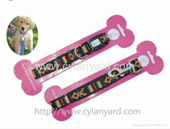 patterned webbing dog collar and leash set