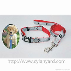 Pawprint webbing dog collars and dog leads