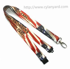 Full color American national flag print lanyard