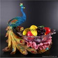  large crystal glass fruit bowl peacock compote 1