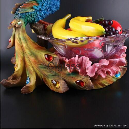  large crystal glass fruit bowl peacock compote 2