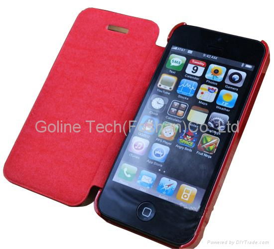 PC with PU leather phone case for iPhone 5S 2