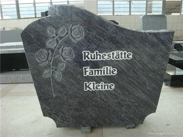 German Style shanxi black granite tombstone 2