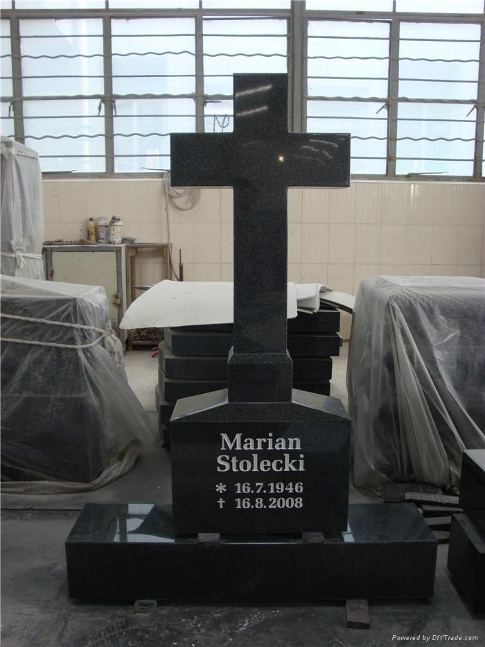 Grey granite cross German mini baby tombstone 2
