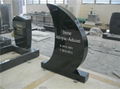 moon shape black polished upright tombstone with kerb 1