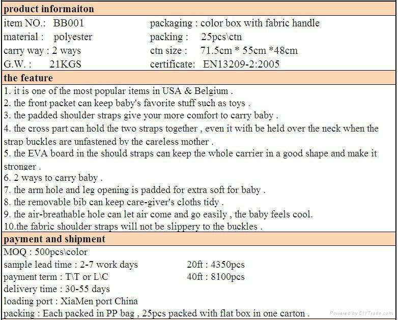 Baby Carrier 2 in 1 BB001-F 3