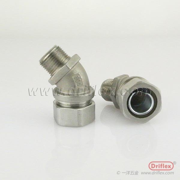 Stainless Steel 45d Connector with Locknut and Ferrules for Flexible Metal Condu 2