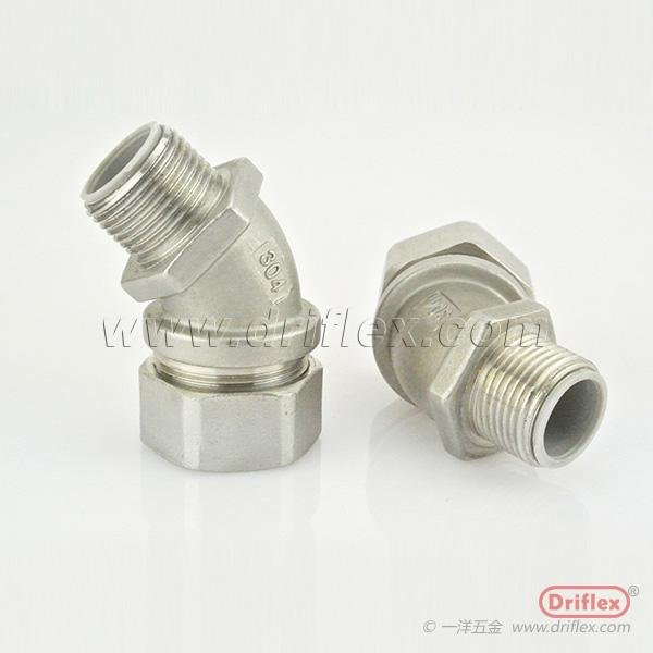 Stainless Steel 45d Connector with Locknut and Ferrules for Flexible Metal Condu 3