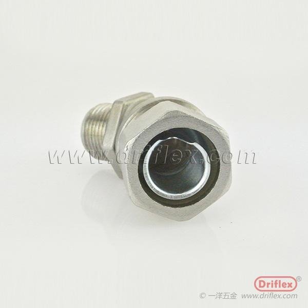 Stainless Steel 45d Connector with Locknut and Ferrules for Flexible Metal Condu 5