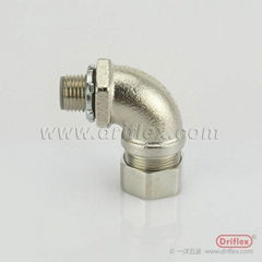 Nickel Plated Brass 90d Connector with Locknut Ferrules for Flexible Bare Metal 