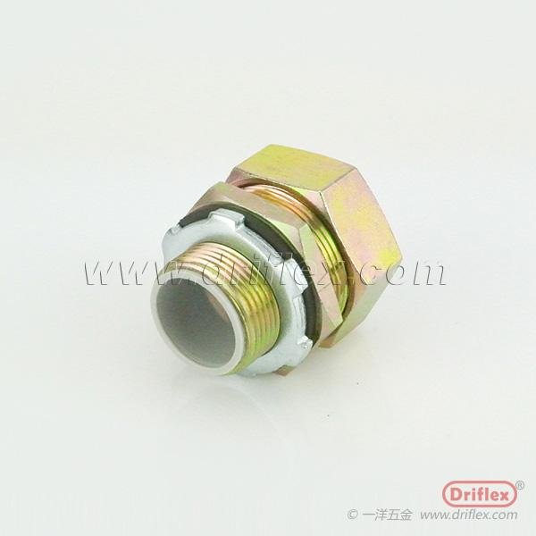 Zinc plated malleable cast iron straight connector for flexible metal con