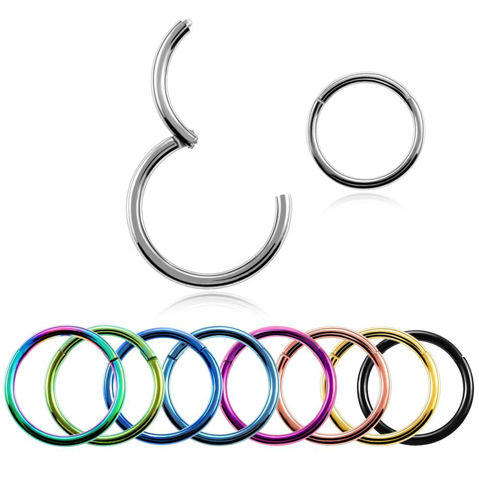 G23 Titanium Hinged Segment Nose Ring 16g&14g Nipple Clicker Ear Cartilage Tragu 2