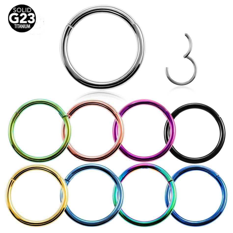 G23 Titanium Hinged Segment Nose Ring 16g&14g Nipple Clicker Ear Cartilage Tragu