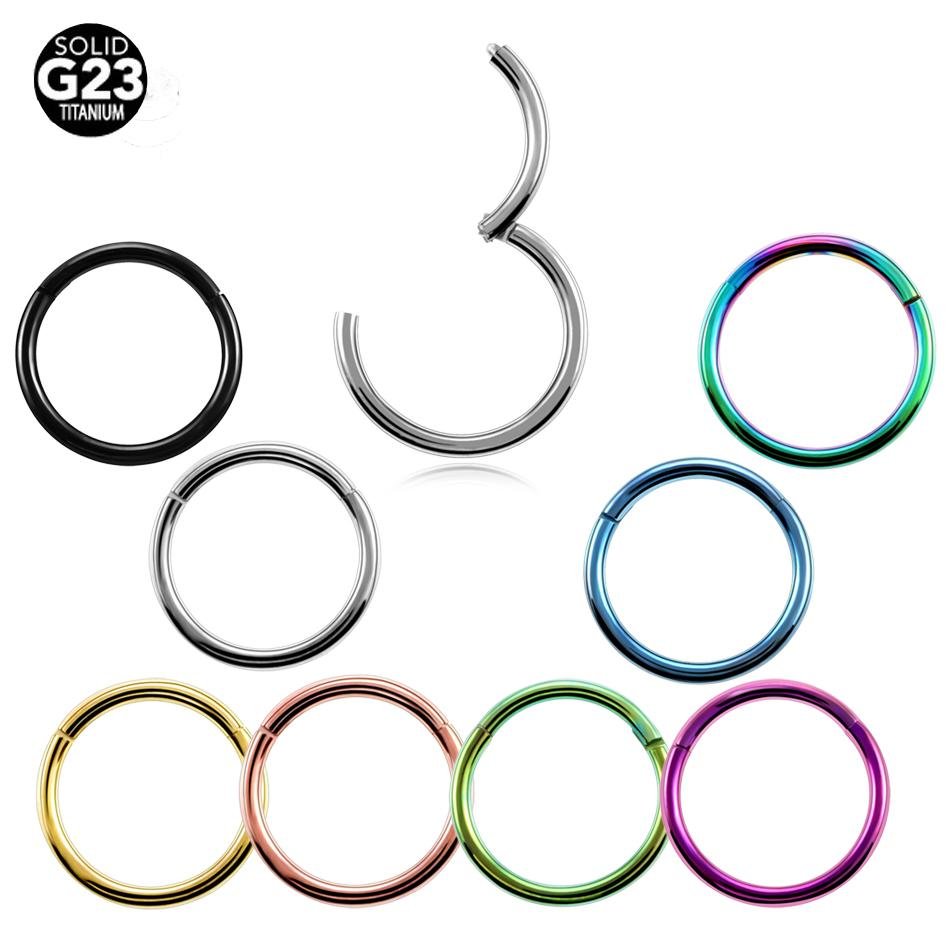 G23 Titanium Hinged Segment Nose Ring 16g&14g Nipple Clicker Ear Cartilage Tragu 3