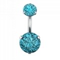 Double Crystal Belly Button Ring Zircon Surgical Steel Body Navel Piercing 2
