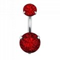 Double Crystal Belly Button Ring Zircon Surgical Steel Body Navel Piercing 4