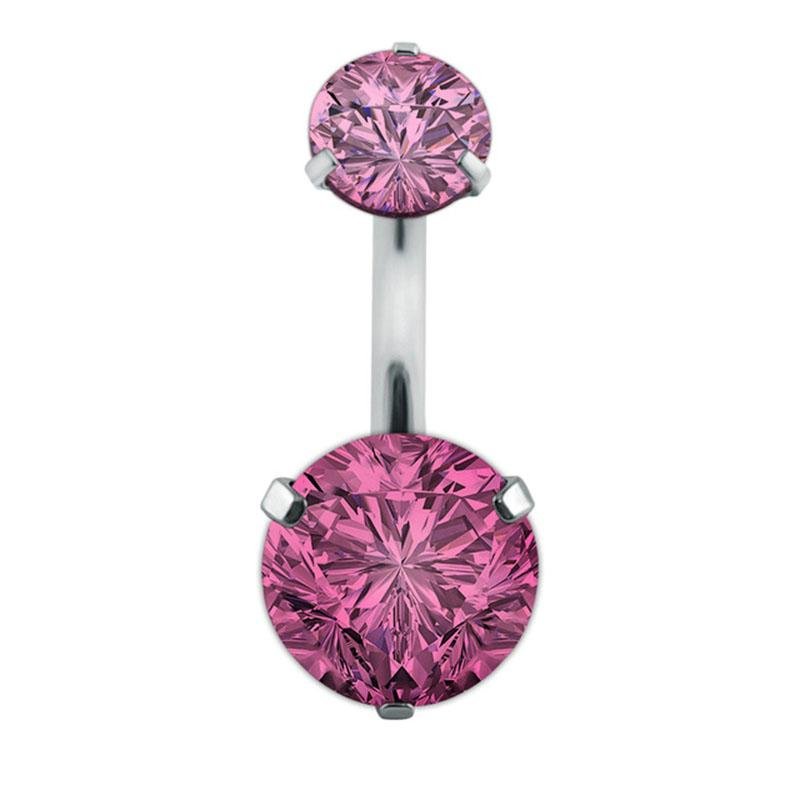 Double Crystal Belly Button Ring Zircon Surgical Steel Body Navel Piercing 5